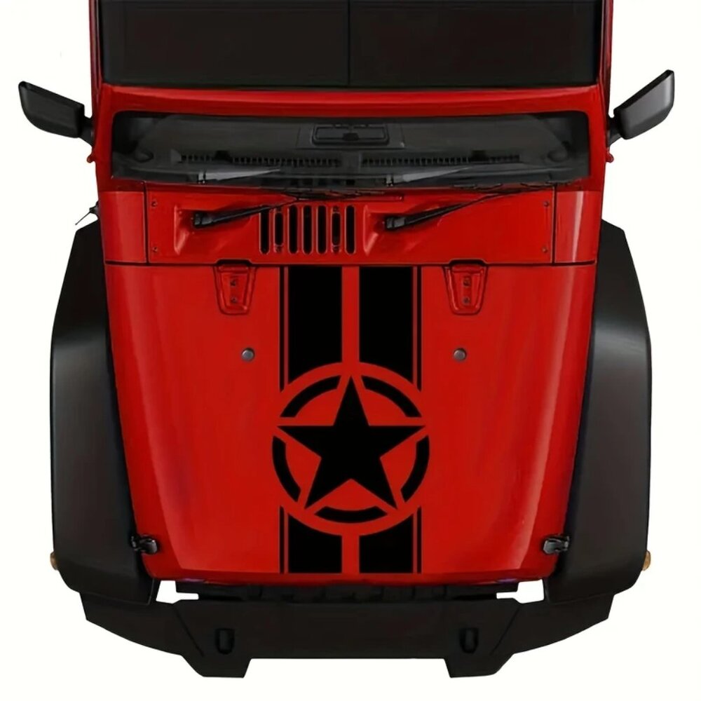 #380 Black Stars Stickers Tribal Car Engine Hood Stickers,